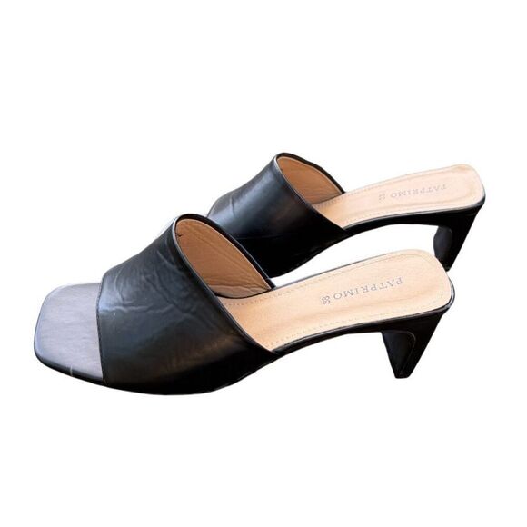 Patprimo Heeled Slip On Sandals Black Sz. 38 (7.5) Quiet Elegance Chunky - Picture 5 of 7